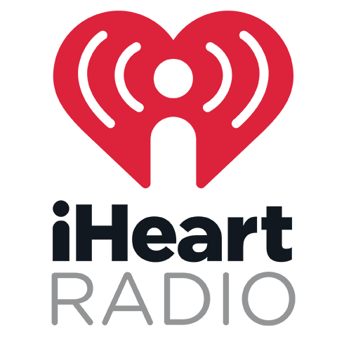 iHeartRadio logo featuring a red heart emblem with concentric curves above the bold black iHeartRadio wordmark and a gray 'RADIO' caption.